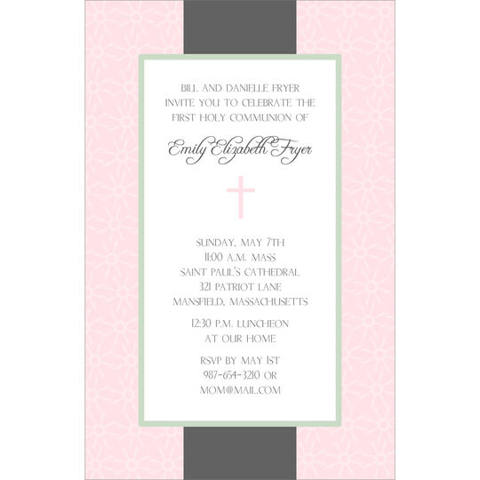 Elegant Pink and Grey Cross Invitations